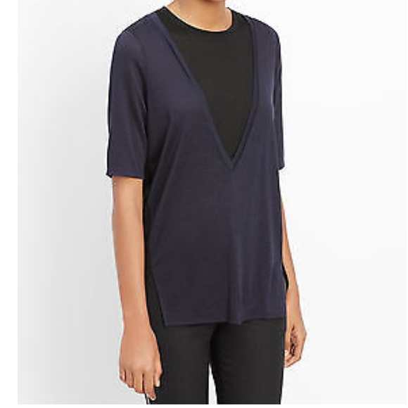 Vince Tops - Vince Navy Black Color Block Layered Tee Medium